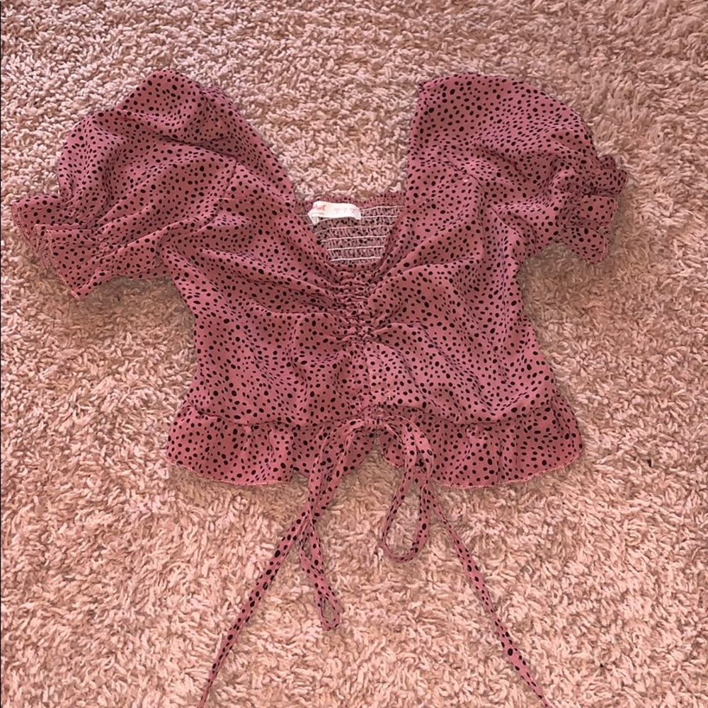 Pink crop short sleeve